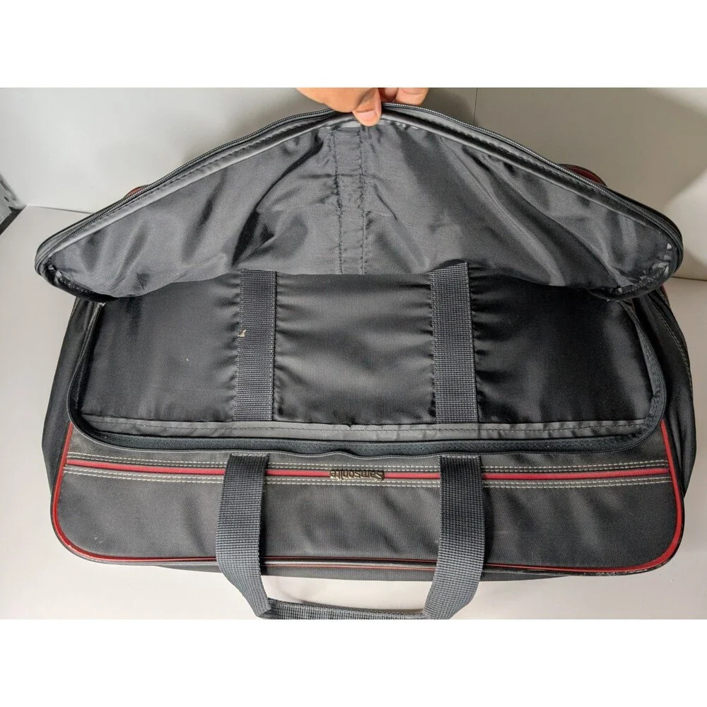 Vtg Samsonite Oyster Garment Bag 1987 Black Red Trim Fold-Out Travel Luggage USA
